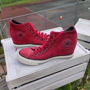 Converse All Star Wedge Sneakers | Red Suede High-Top | Women’s Size 6